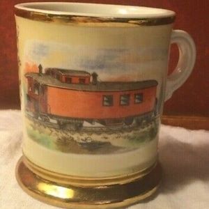 Rare, Antique CABOOSE RAILROAD/Advertising Occupational Shaving Mug Porcelain